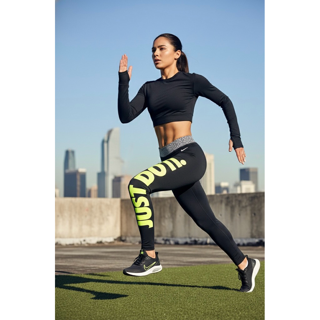 กางเกงเลคกิ้งออกกำลังกาย แบรนด์Nike pro dri-fit สกรีน Just do it สีดำของแท้ 100%