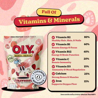 OLY. High Protein Cereal Cocoa 210g & Strawberry 270g Flavor Bundle Set