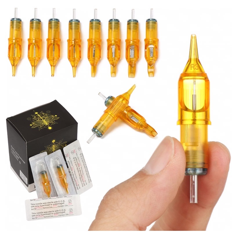 YILONG Yellow Dragonfly RL RM RS M1 ชุดเข็มถาวรแบบใช้ครั้งเดียวสำหรับเครื่องพิมพ์ลายสักแบบหมุน
