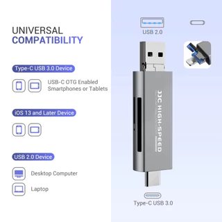 JJC CR-UCL1 Card Reader เครื่องอ่านการ์ด 3 พอร์ต Lightning/USB-C/USB-A อ่าน SD microSD Sundaymall