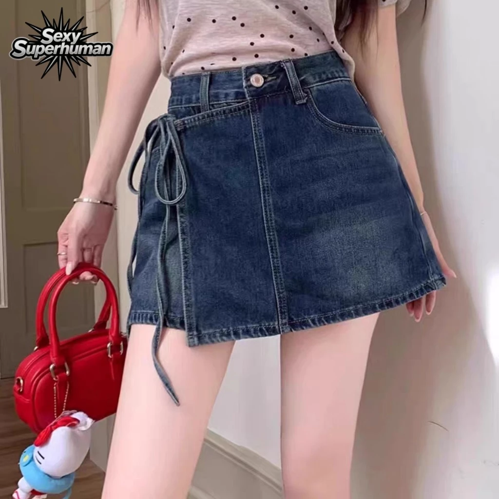 New Arrival! กระโปรงยีนส์สั้นผู้หญิง มีกางเกงซับในสุดปลอดภัย 🎀 โบว์ปรับระดับได้ ไซส์ S-XXL รับประกันคุณภาพ