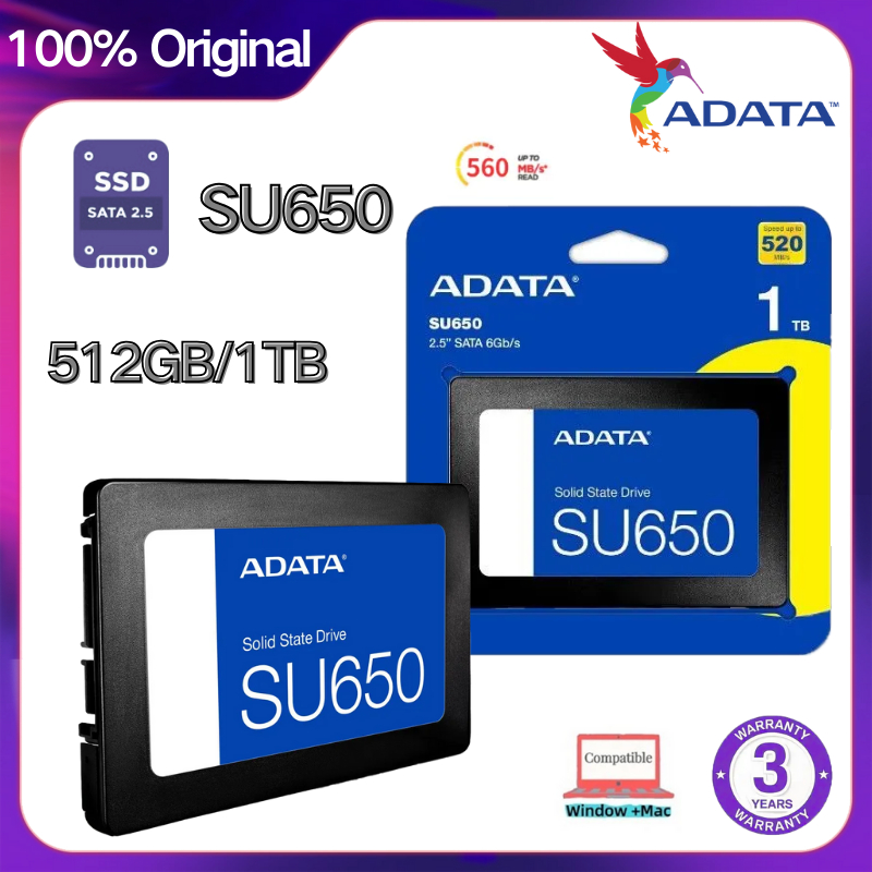 Ready Stock！512GB 1TB  SU650 ความเร็วสูง SSD Solid state drives 6.0Gb/s Internal hard drive SATA3 2.