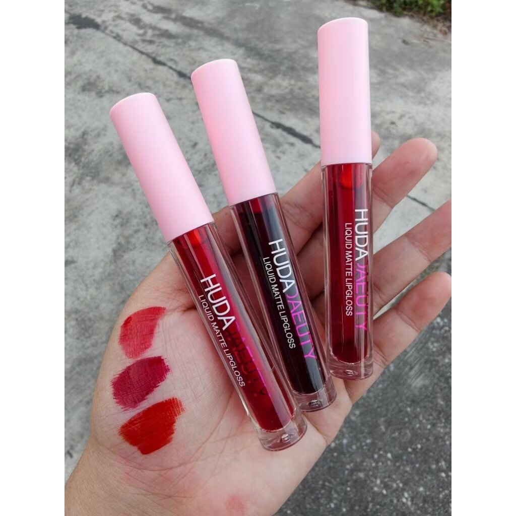 ลิปทิ้นท์ ติดทน มี3สี แดง ส้ม ชมพู ติดทน ยาวนาน 24 ชม. HUDA DAEUTY LIQUID MATTE LIPGLOSS & TINT