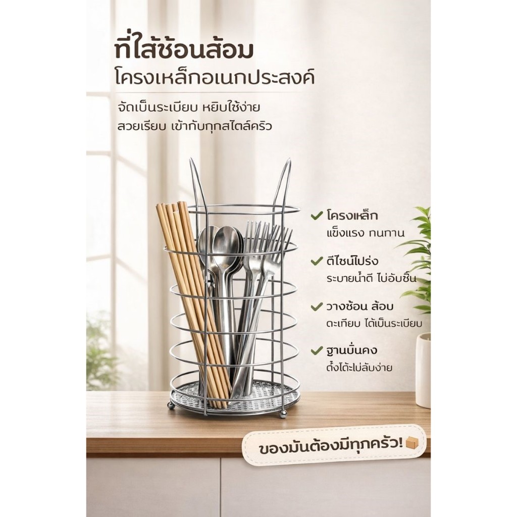 ALL U CAN BUY ที่ใส่ช้อนส้อม ที่ใส่ช้อนส้อมสแตนเลส ที่ใส่ตะเกียบ ช้อนส้อม