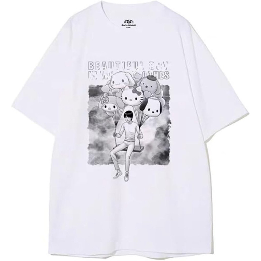 *พร้อมส่งในไทย* 🇹🇭เสื้อยืดสีขาว Sanrio Hello Kitty x Junji Ito ของแท้ ไซส์ XL