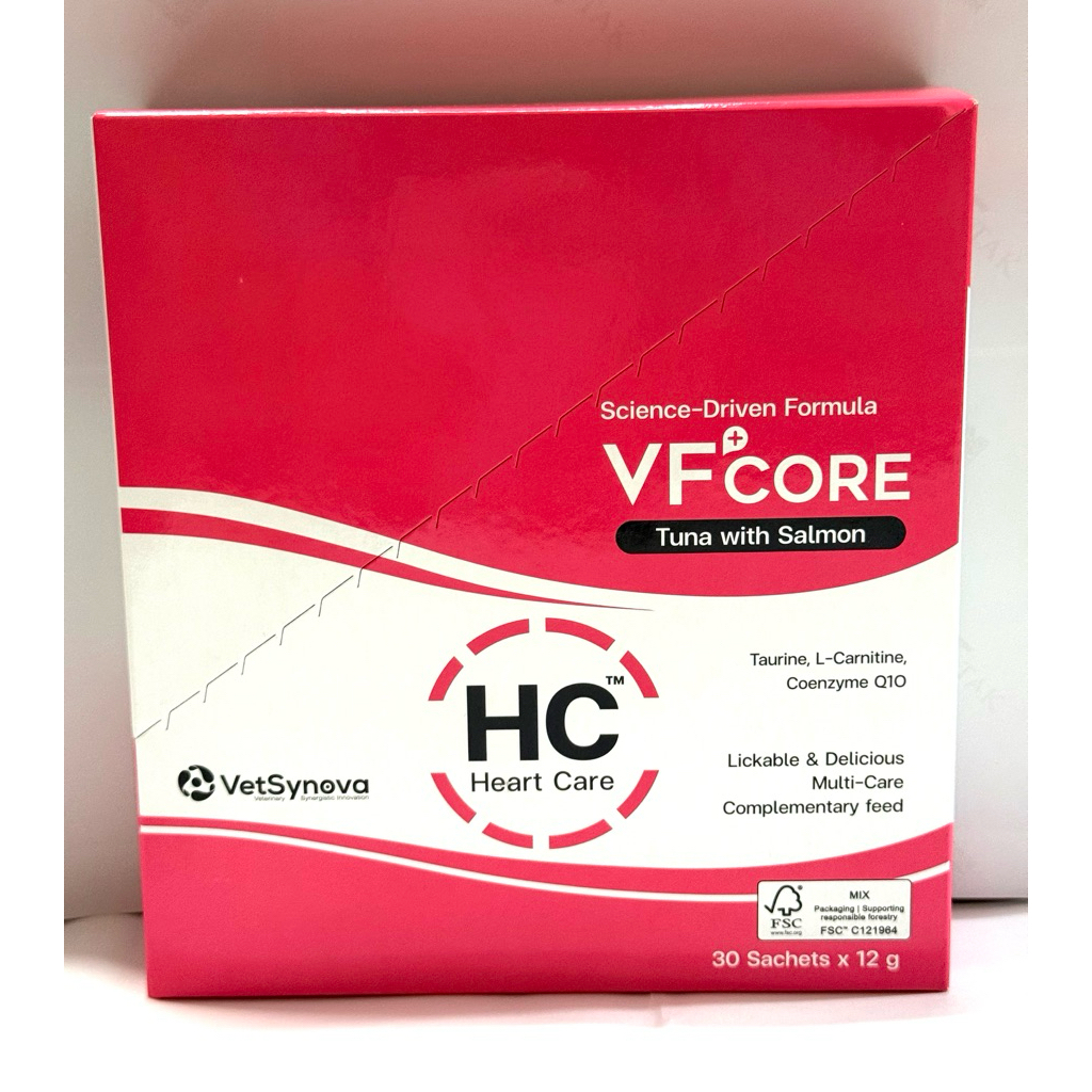 VF core HC Heart Care อาหารเสริมบำรุงหัวใจสำหรับสุนัขและแมว 12กรัม*30ซองหมดอายุ01/12/2027