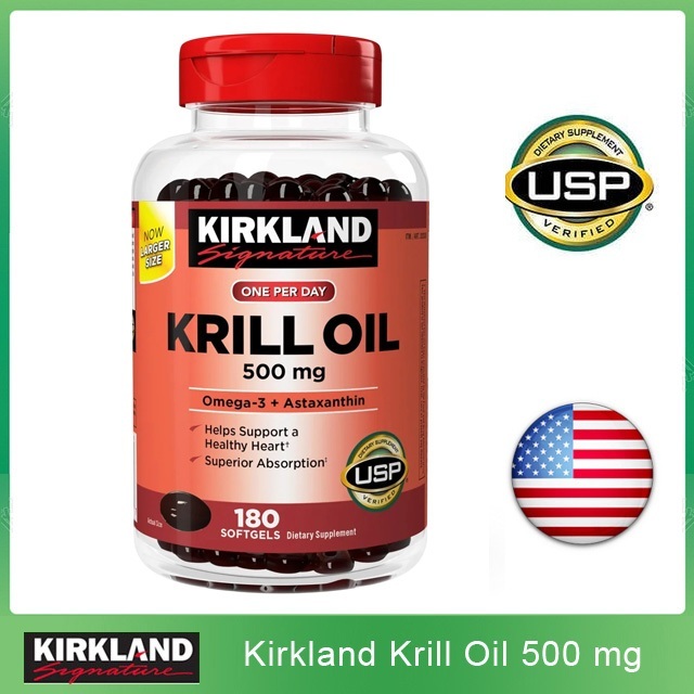 (Exp.07/2027)Kirkland Signature Krill Oil 500 mg 180 Softgels