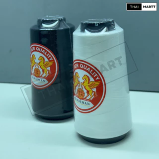 ด้ายเย็บ 40/2 ตรา Horseman ขนาด 2,000 เมตร สีขาว/ดำ ด้ายเย็บผ้าโพลีเอสเตอร์ [6 หลอด ]