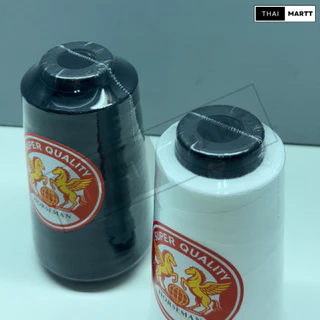 ด้ายเย็บ 40/2 ตรา Horseman ขนาด 2,000 เมตร สีขาว/ดำ ด้ายเย็บผ้าโพลีเอสเตอร์ [6 หลอด ]