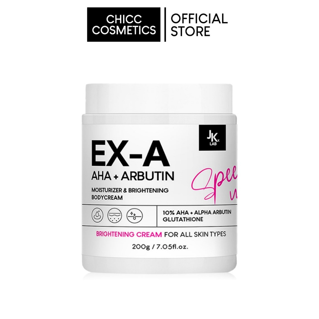 JKXLAB EX-A AHA+ARBUTIN MOISTURIZER & BRIGHTENING BODY CREAM ครีมบำรุงผิว เข้มข้น เจ เค 200G.