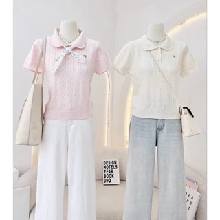 WA YA เสื้อไหมพรมคอปกโปโล