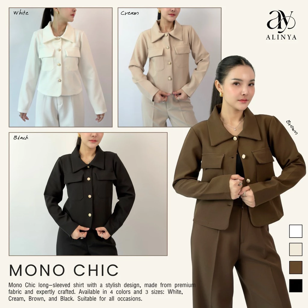 V002 / Mono chic (เสื้อแขนยาวคอปก) Size M-XL