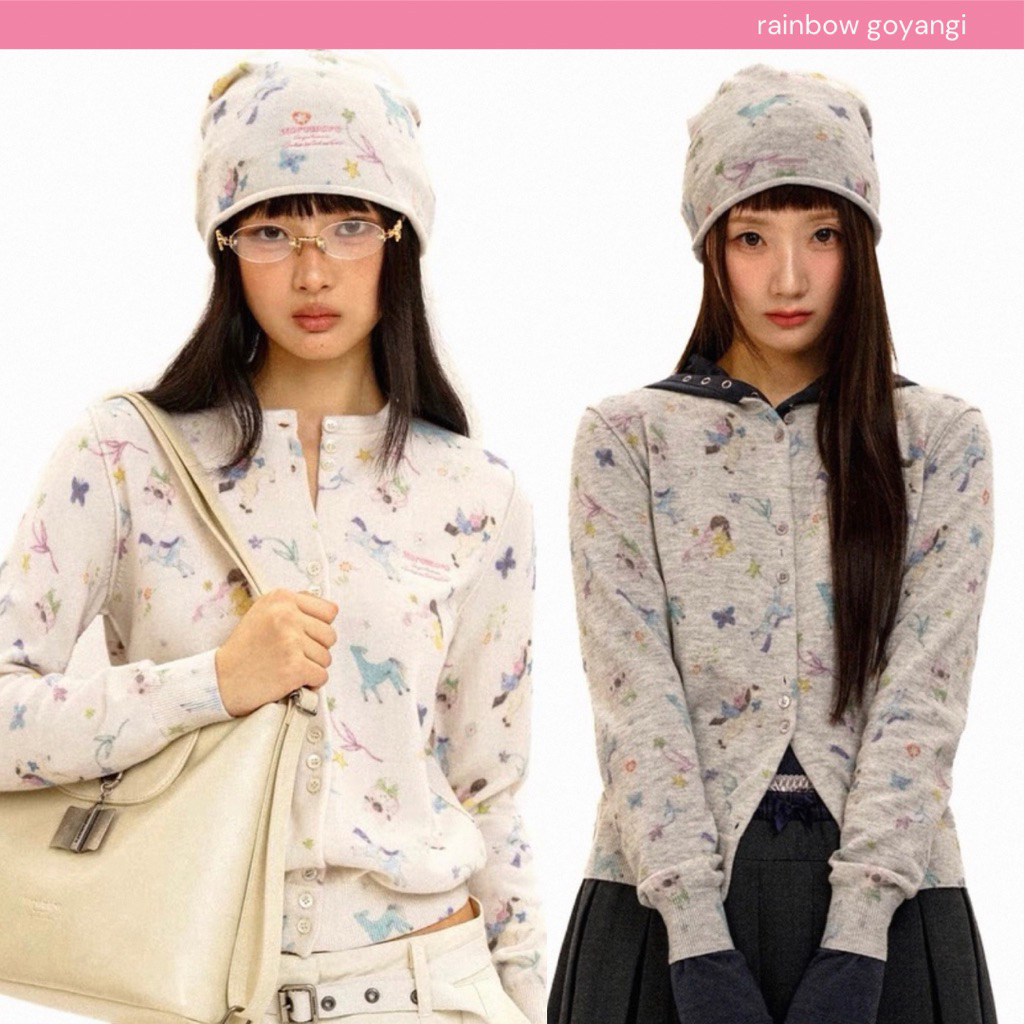 MOROMORO Pony and Rabbit Print Cardigan 🐰🐴✨