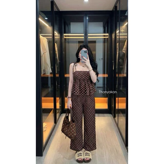 Set 2 ชิ้น ผ้าพลิ้วปรับสายได้ตามใจชอบ ลายทางพลางหุ่นสับๆเลยจ้า อวบใส่ได้จ้าสบายมาก