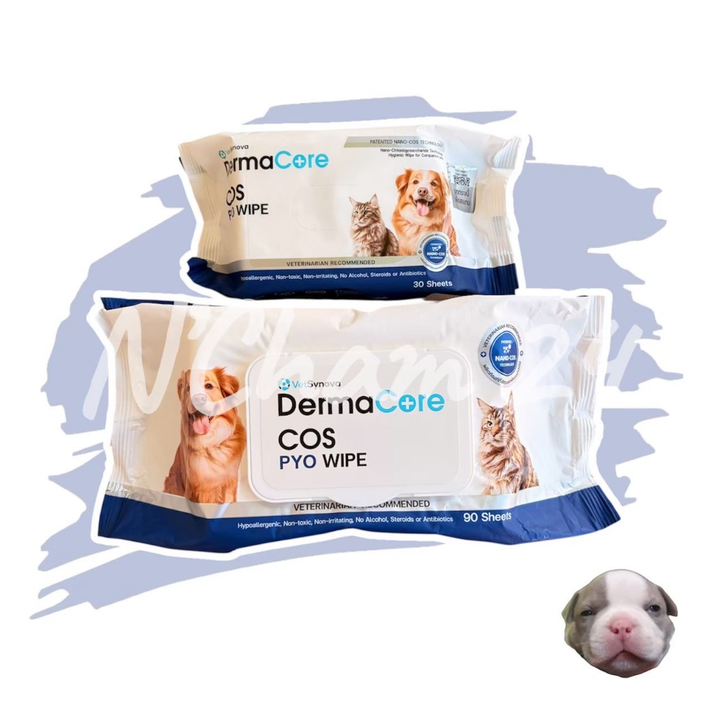 Dermacore COS Wipe จำนวน 30 และ 90 แผ่น ผ้าเปียกประกอบการรักษาสำหรับสัตว์เลี้ยง