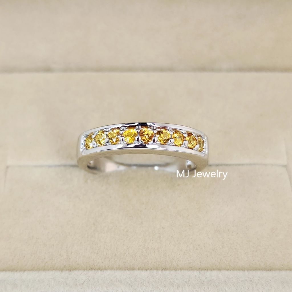 แหวนแถวพลอยกลม 2 มิล พลอยแท้ธรรมชาติ เงินแท้ 925 silver925 พร้อมกล่องแหวนและใบรับประกัน