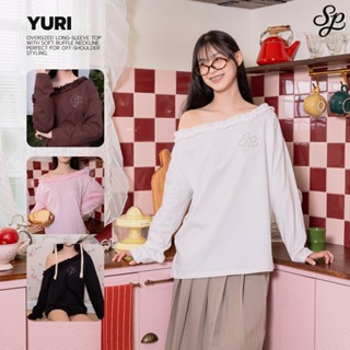 Yuri_SP113 เสื้อปาดไหล่แขนยาวโอเวอร์ไซส์ ผ้าคอตตอน ใส่สบาย ต…