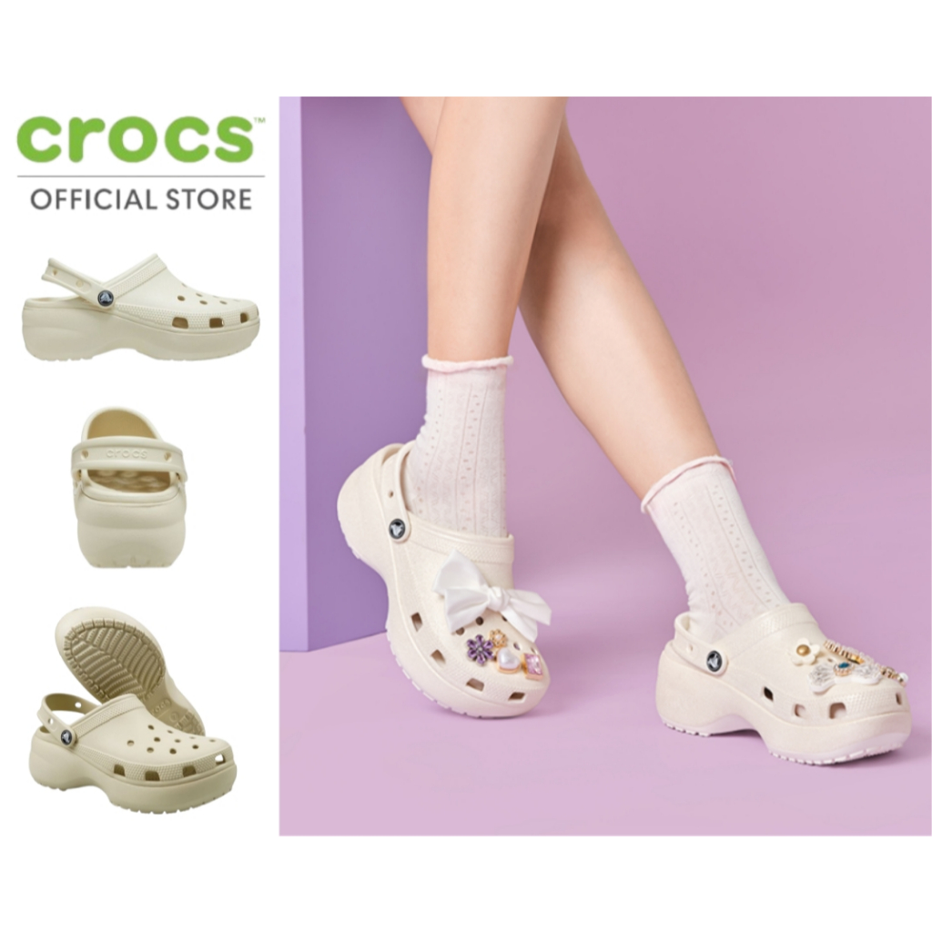 CROCS รองเท้าลำลองผู้หญิง CLASSIC PLATFORM CLOG รุ่น 2067502Y2 - BONE