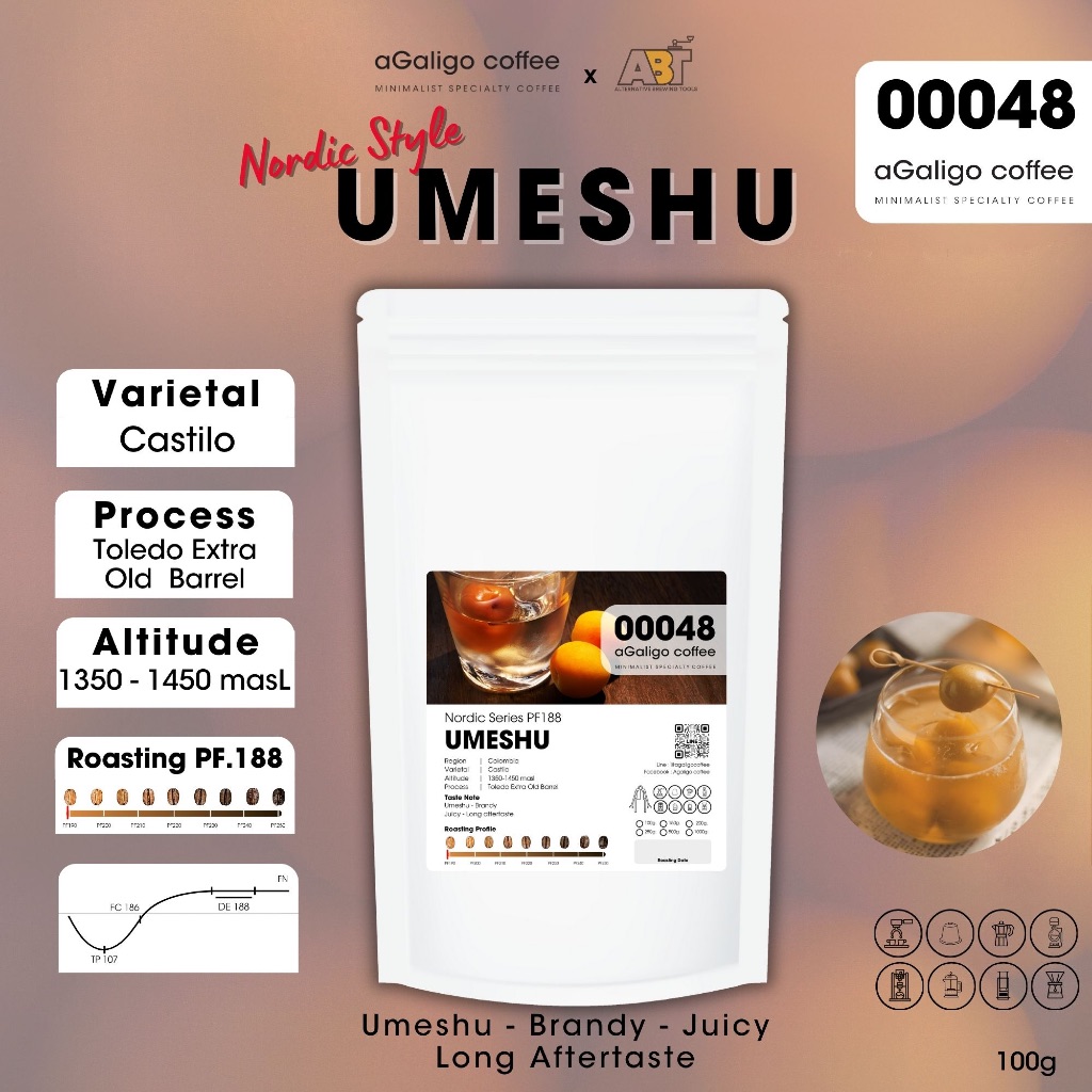 Agaligo coffee Roaster PF.188 เมล็ดกาแฟ UMESHU (Nordic Series) 100g