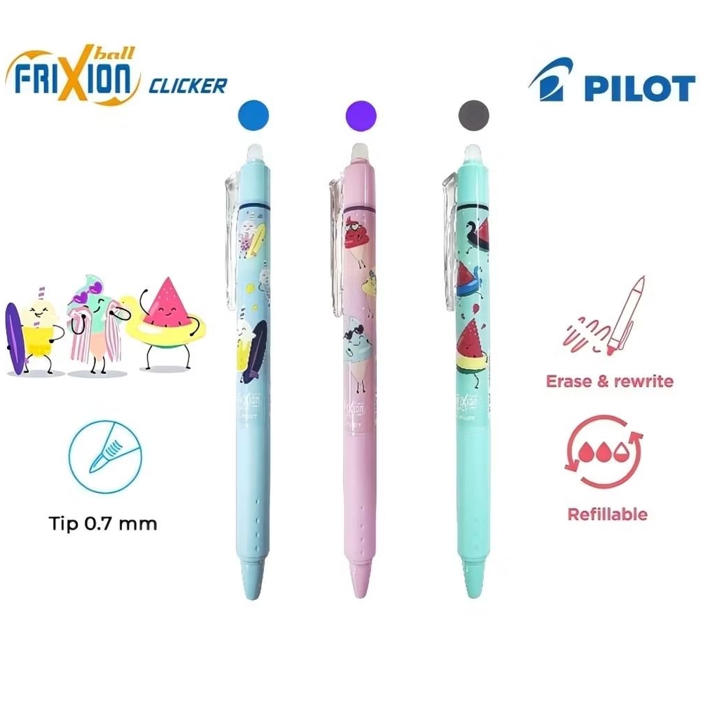 Pilot FriXion Ball Clicker Pool Party 0.7mm ปากกาเจลลบได้ ลิมิเต็ด