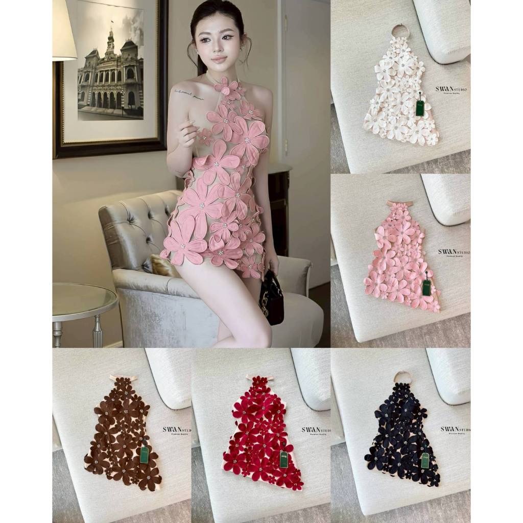 Swan เดรสสั้นดีไซน์สุดโดดเด่นด้วยลายดอกไม้สามมิติทั้งตัว