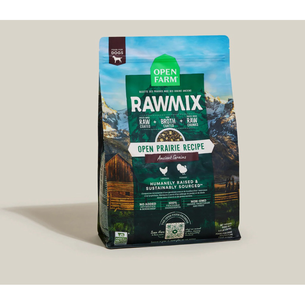 อาหารสุนัข Open Farm สูตร Raw Mix Ancient Grains Open Prairie Recipe ขนาด 1.58 kg
