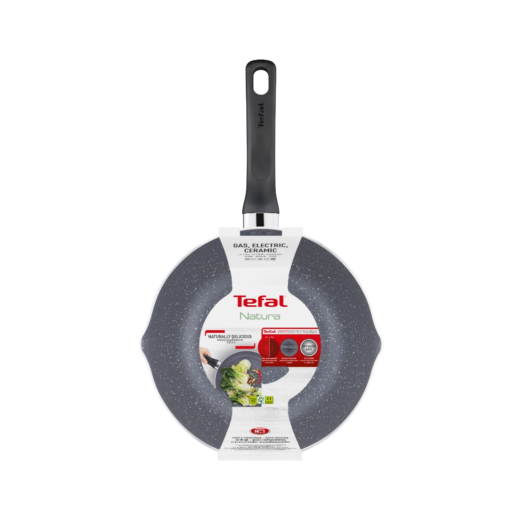 Tefal กระทะก้นลึก Natura 24,28 ซม. ขอบ 2 หยัก รุ่น CW-B2266495,B2266695 | Mineralia + Thermo Signal