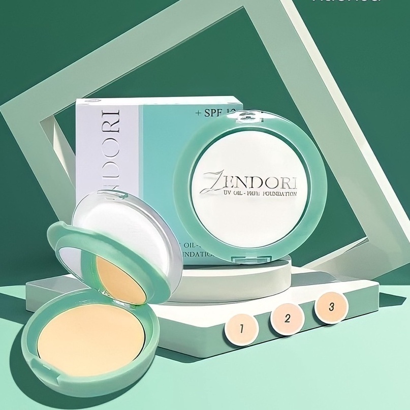 แป้งพัฟ Zendori (ตลับเขียว) แป้งผสมรองพื้น