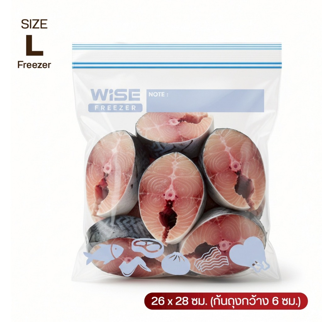 WISE (ไวส์) ถุงซิปอเนกประสงค์ Zipper Bags (Size LF) ขนาด 26 × 28 cm