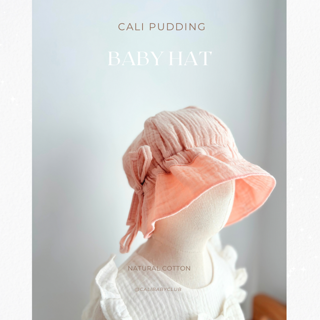 Cali👒หมวกเด็กผู้หญิง ผ้ามัสลินทอ สไตล์เกาหลี*ป้าย Cali Baby