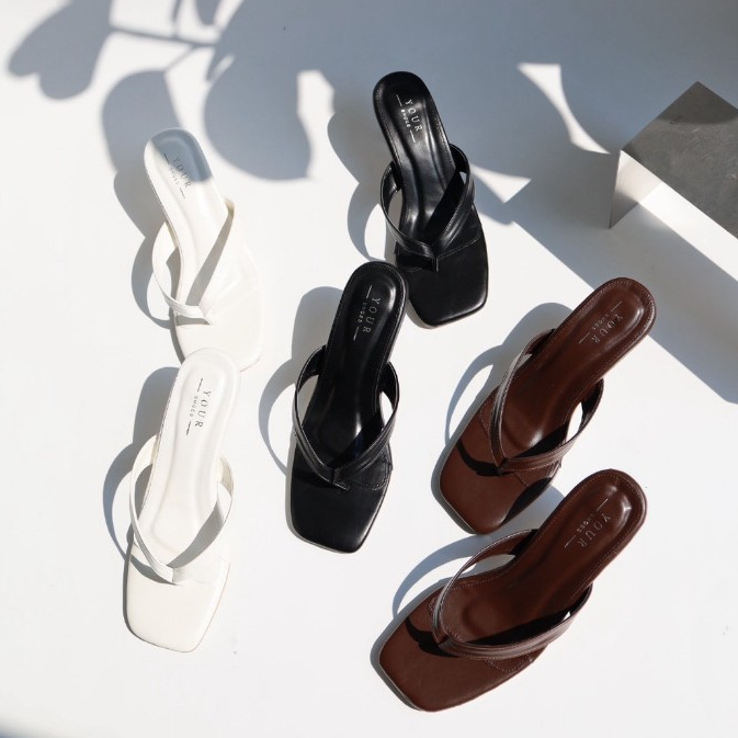 YOURSHOES B17 / รองเท้าส้นสูง 3นิ้ว รองเท้าหูคีบ รองเท้าผู้หญิง