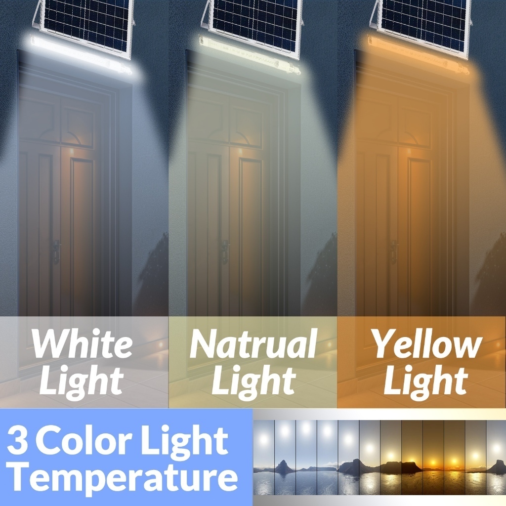 หลอดไฟพลังงานแสงอาทิตย์ ไฟโซล่าเซลล์ โคมไฟโซล่าเซลล์ 100W/300W ไฟโซล่าเซลล์ ไฟสวน ปรับได้ 3 สี 0ค่าไฟ ไฟภายนอกอาค - รูปที่ 4
