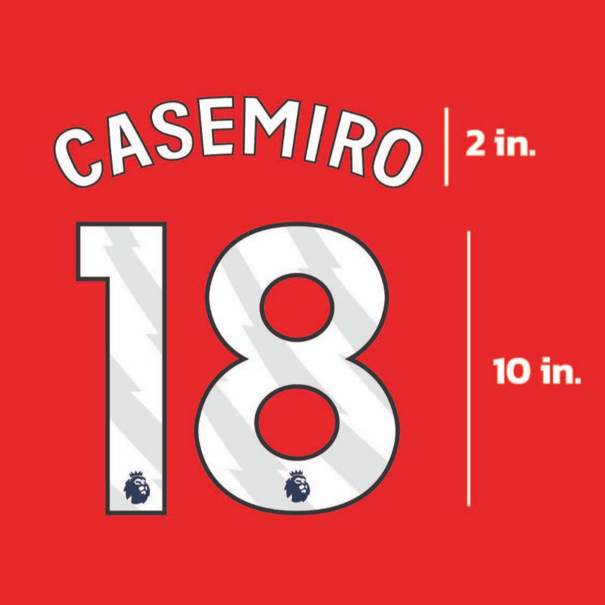 ฟ้อน EPL ชื่่อ-เบอร์ ทีม แมนฯยูไนเต็ด (สีขาว) 2025/26