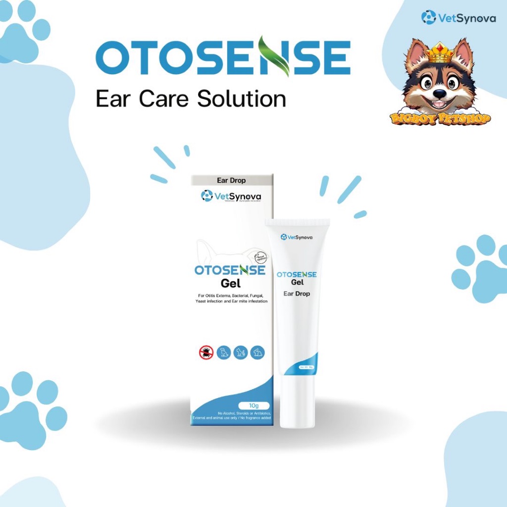VetSynova OTOSENSE Gel (โอโตเซนส์) 10gเจลหยอดหูสุนัขและแมว รักษาหูอักเสบ ไรในหู เชื้อราและยีสต์ ขนาด