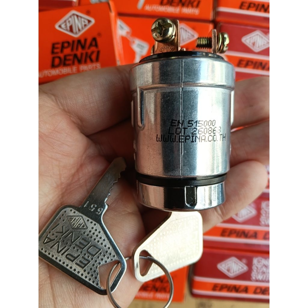 สวิตซ์กุญแจ/สวิตซ์กุญแจสตาร์ท 3 ขา ขนาดเล็ก ยี่ห้อ EPINA DENKI, ใช้ได้ทั้ง 12V-24V, สินค้าใหม่