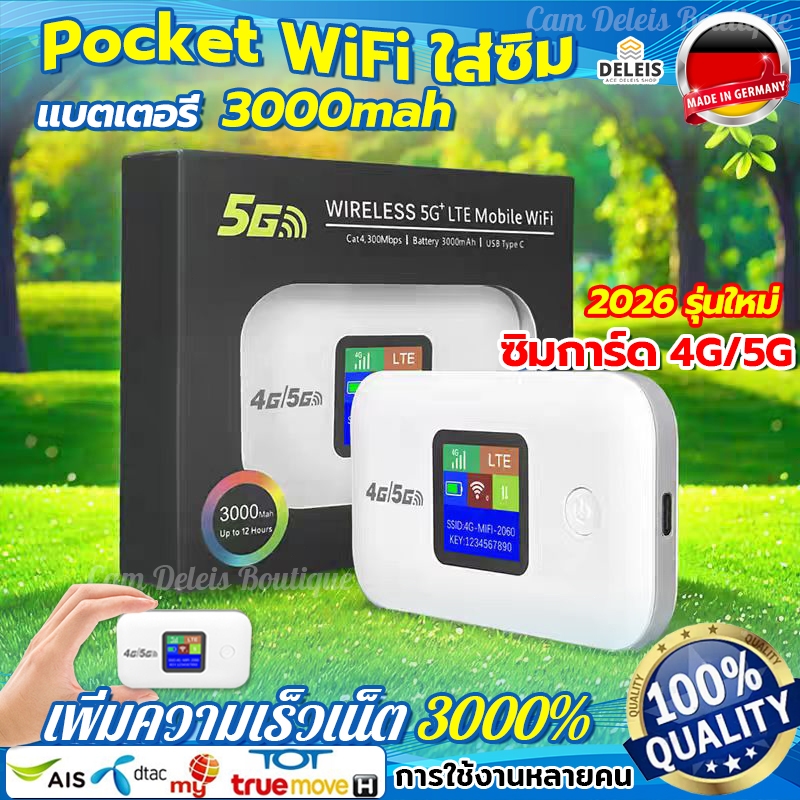⚡พร้อมส่ง⚡Pocket WIFI ใส่ซิม 4G/5G Wireless 3000mAh สนับสนุนSIM โมบายไวไฟ Mobile Router เสียบใช้เลย พกพาสะดวก ไวไฟพกพา