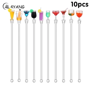 แท่งกวนเครื่องดื่มค็อกเทล ขนาด23ซม. 10ชิ้น ตกแต่งมินิสีสันสดใส สีสุ่ม สำหรับบาร์และครัวเรือน