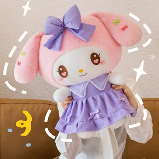 ตุ๊กตานุ่มรูปการ์ตูนแมวน่ารัก 30/50cm ตุ๊กตายัดนุ่น การ์ตูนอนิเมะสไตล์ม่วงดำ กระต่ายหวาน ของเล่นสำหรับเด็ก