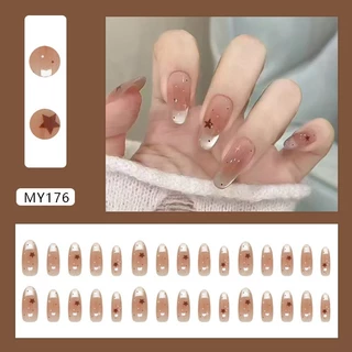 🇹🇭จัดส่งวันนี้🎁【MY278】เล็บปลอมสำเร็จรูป เล็บปลอมยาว กันน้ำ หลากหลายสไตล์ กล่องละ 24 ชิ้น