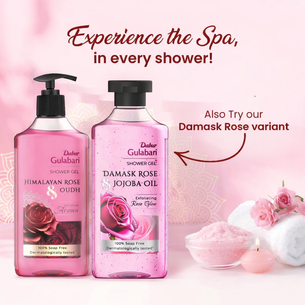Dabur Gulabari Shower Gel-Damask Rose & Jojoba Oil-500/250mlเจลอาบน้ำ กลิ่น กุหลาบ