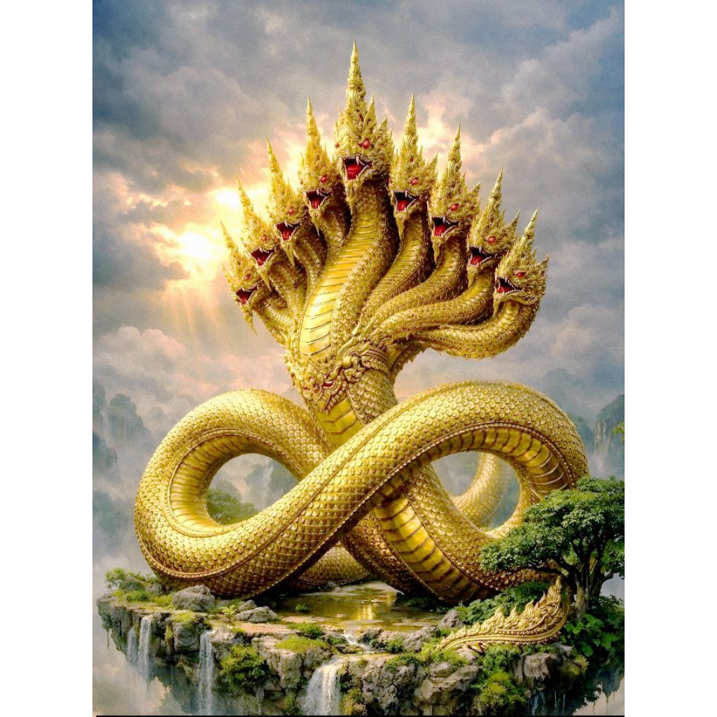 รูปโปสเตอร์  พญานาค  กระดาษหนา 200 แกรม ไม่มีกรอบ ภาพมงคล เสริมฮวงจุ้ย ตบแต่งบ้านขนาด A3 (29.7*42 cm)