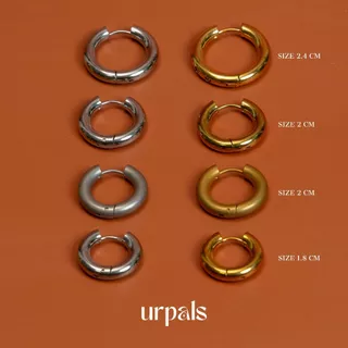 URPALS ต่างหูห่วง Stainless ชุบทอง 18K ต่างหูรูปทรงคลาสสิค แมทได้ทุกสไตล์ ขนาด 2 cm
