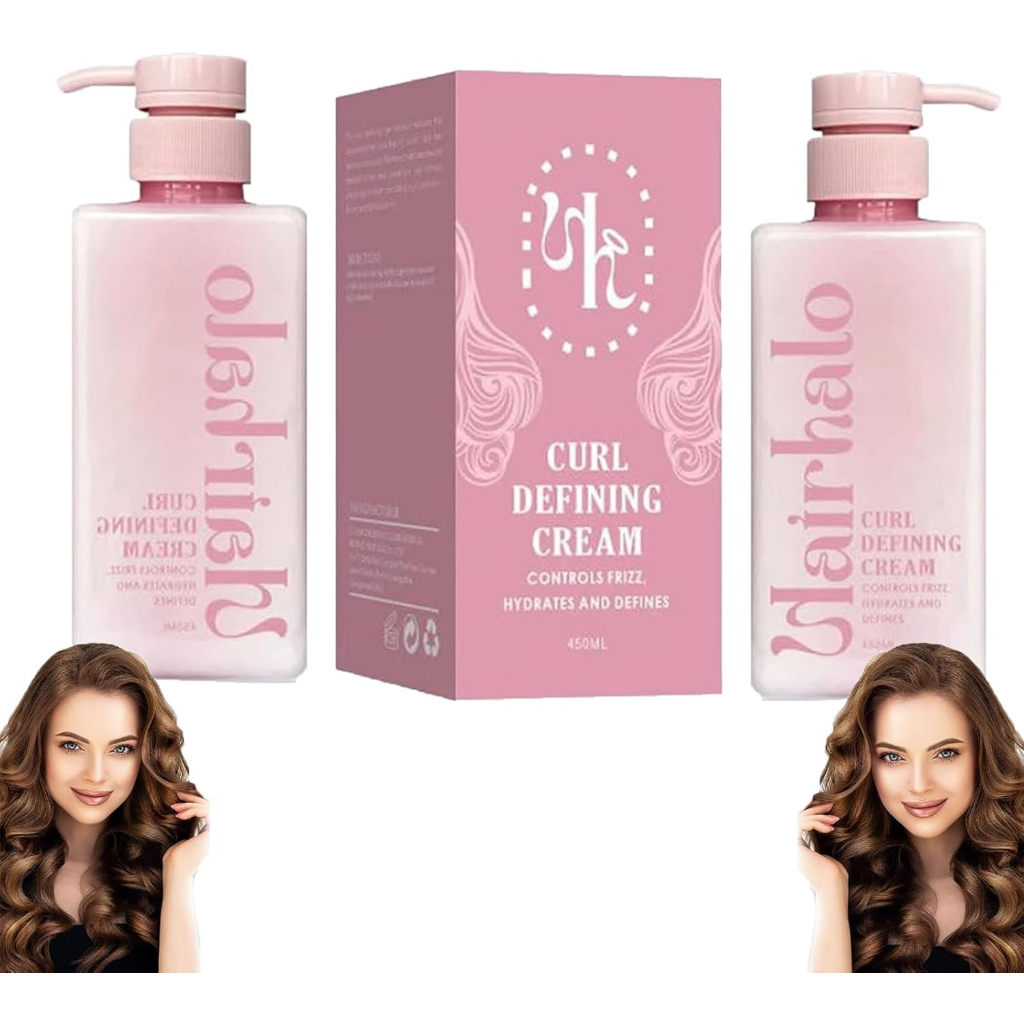 Hair Halo Curl Styling Cream is suitable for curly and wavy hair, leaving curls shiny and hydrated, 