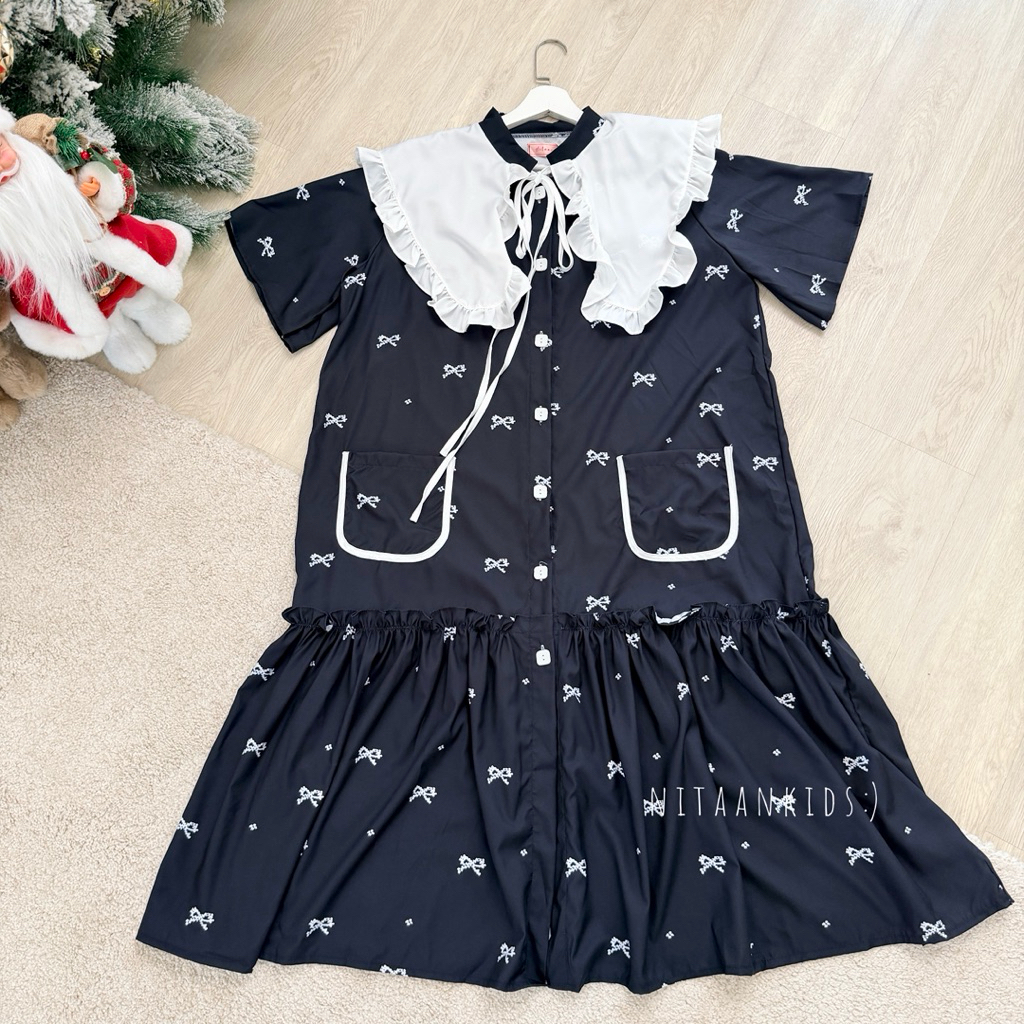 NITAANKIDS:) ชุดแม่ 1 ชุด ลาย BLACK BOW FAM SET รูปที่ 4