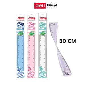 ไม้บรรทัดงอได้ Deli ไม้บรรทัด 30cm. งอได้ ไม่หัก เครื่องเขียนสำหรับนักเรียน อุปกรณ์การเรียน (คละสี 1 ชิ้น)