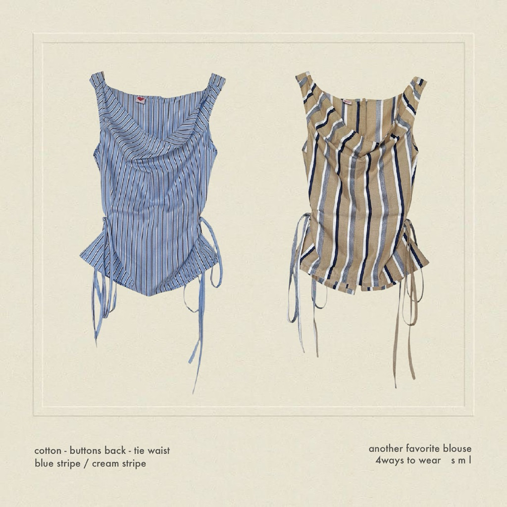 Pastelsmotel - Another favorite blouse. เสื้อเบราส์คอตตอนลายทาง ใส่ได้ 4 แบบ รับรองเป็นเสื้อเบราส์ตัวโปรดตัวใหม่แน่ๆ :)