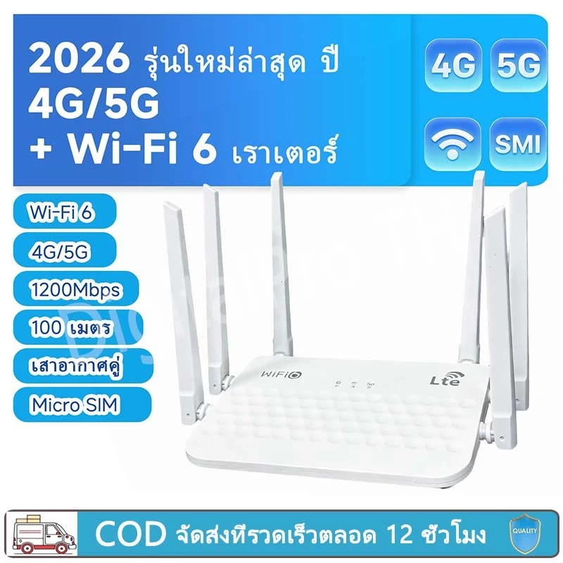 2026 ใหม่ล่าสุด เร้าเตอร์ใส่ซิม เราเตอร์ 4G/5G Router wifi6 300 Mbps 2.4Ghz ใช้ได้กับซิมทุกเครือข่าย เสียบใช้เลย