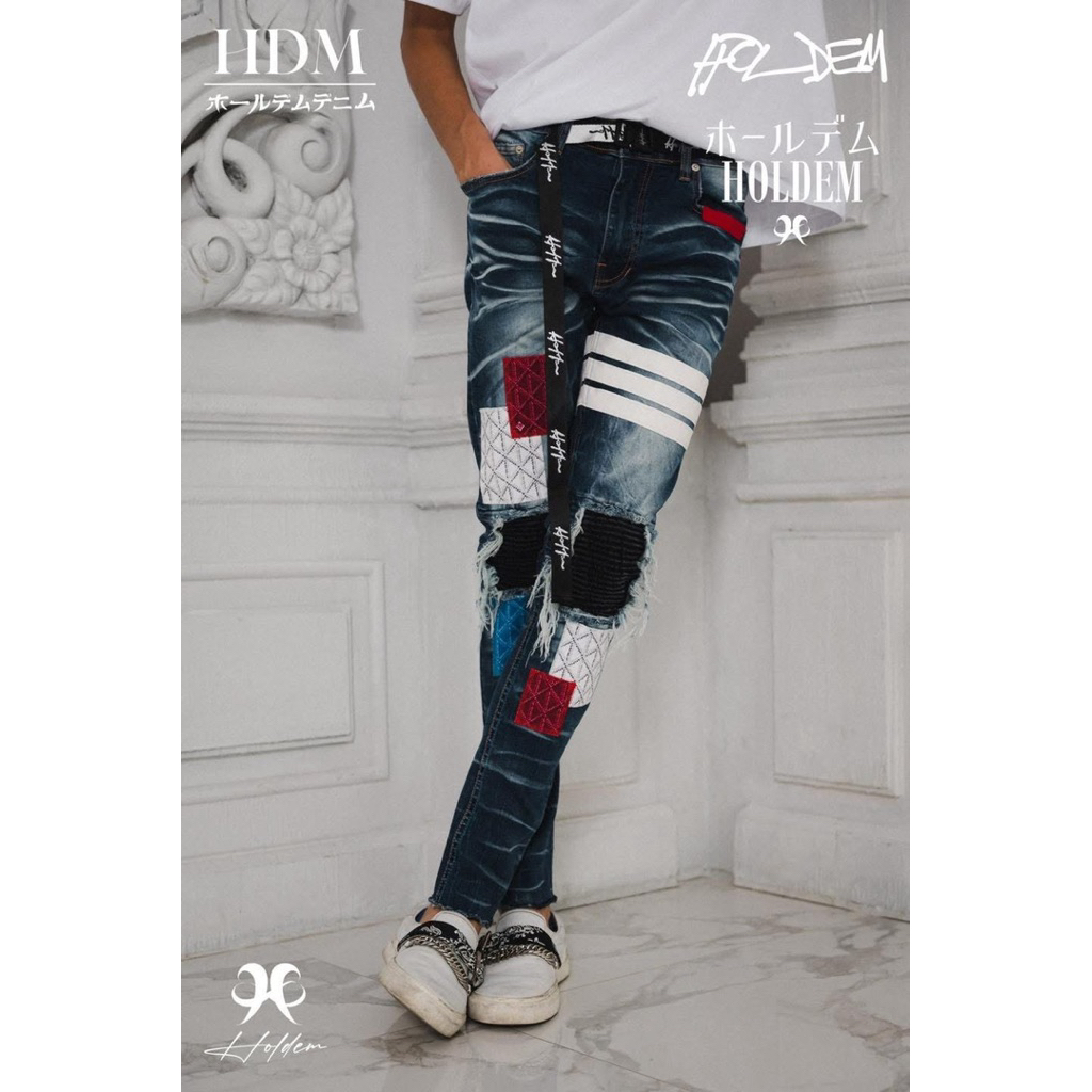 Hold’em Denim Multicolor H8 Casino Monogram Patch Washed denim jeans