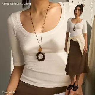 MUSE - Scoop Neck Elbow Sleeve Top