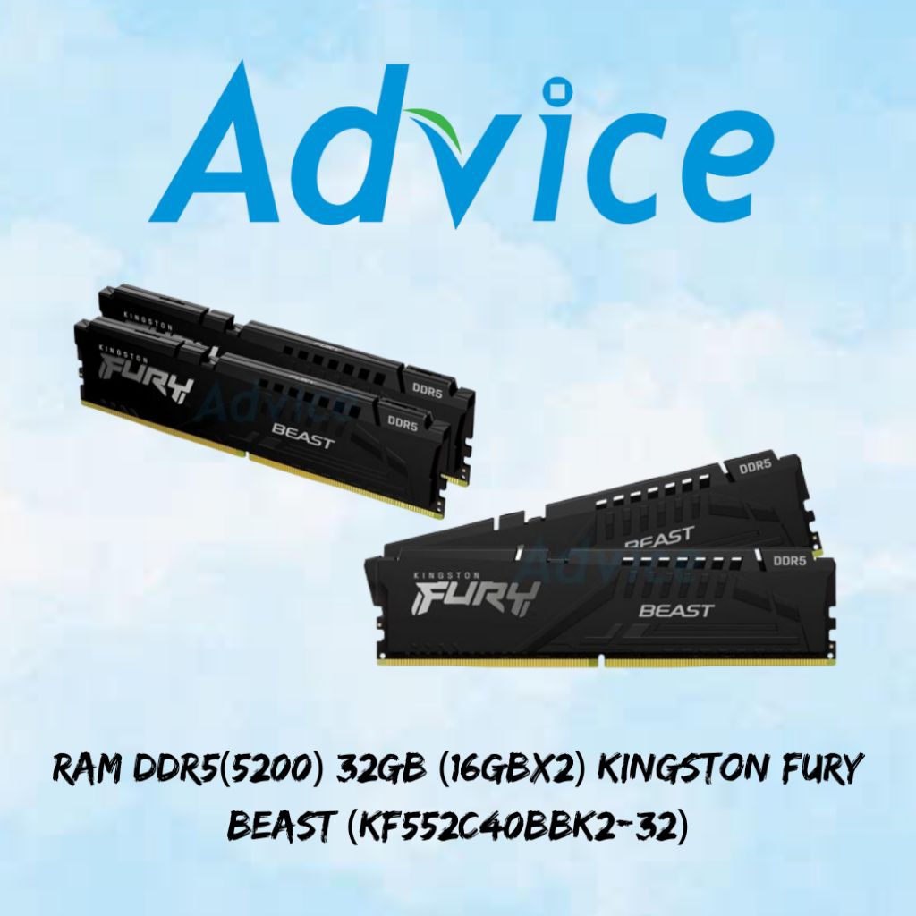 RAM DDR5(5200) 32GB (16GBX2) KINGSTON FURY BEAST (KF552C40BBK2-32)